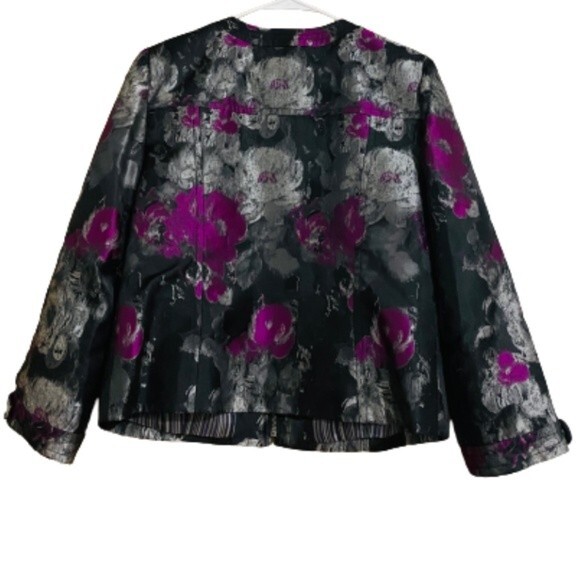 ANTHRACITE WOMEN’s STYLISH & UNIQUE MULTICOLOR FLOWER PRINT ZIP UP MOTO JACKET - Picture 2 of 6
